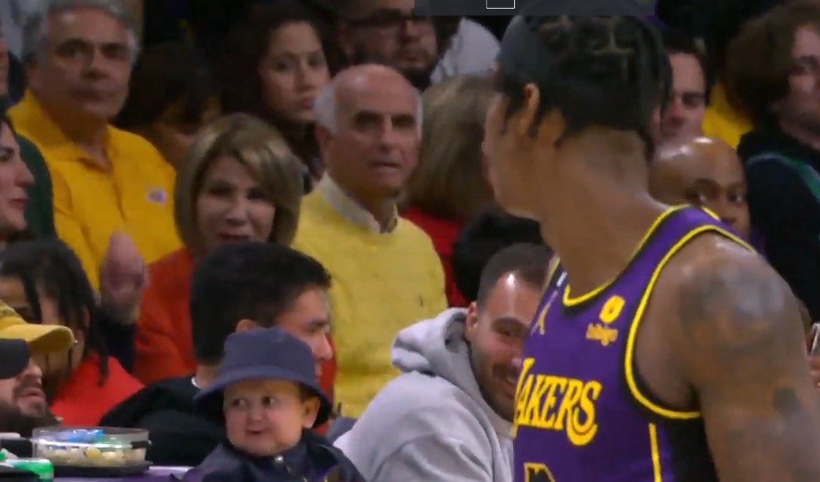Hasbulla sitting courtside at Lakers game 