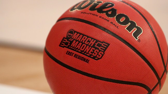 March Madness logo on basketball