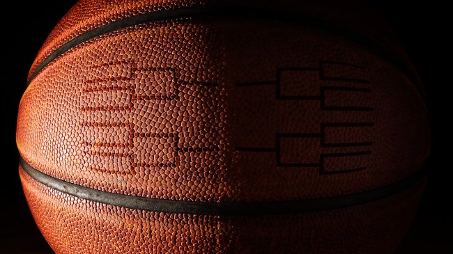 A basketball with a bracket logo.