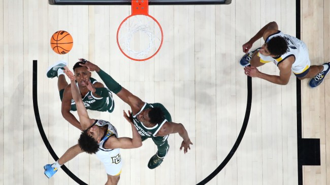 A view from above the rim during the Marquette and Michigan State NCAA Tournament game.