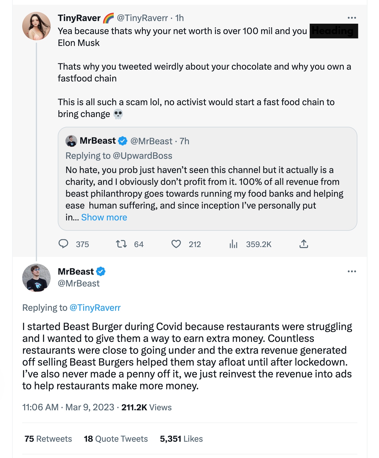 Mr Beast defends Beast Burger to critics