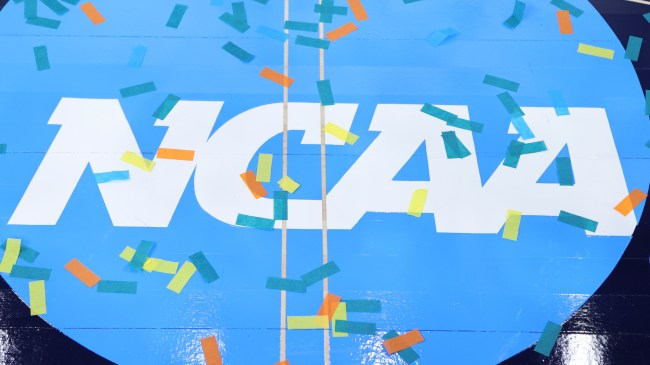 NCAA logo covered in confetti