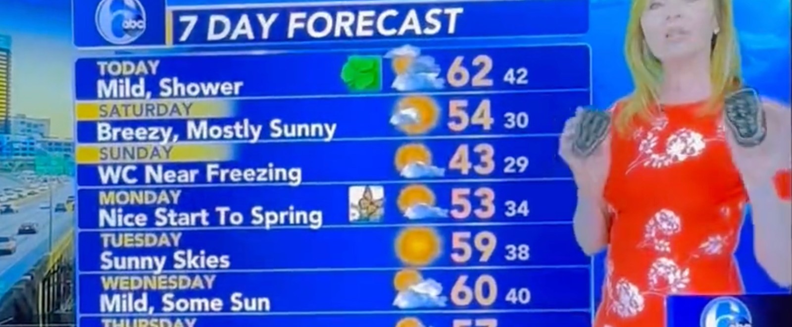 weather woman blooper she means beer