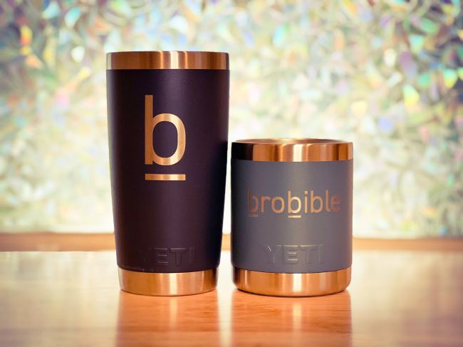 Monogrammed YETI drinkware that's been customized and tricked out by the website BroBible dot com