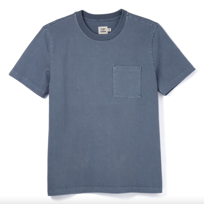 Flint and Tinder American Heavyweight Pocket T-Shirt in Vintage Blue