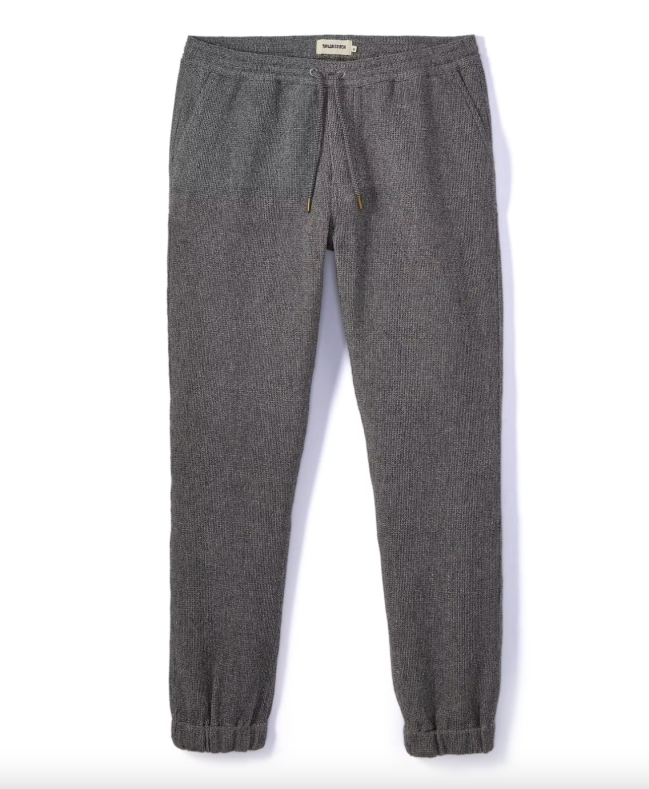 Taylor Stitch Apres Pant in Grey; shop athleisure on sale at Huckberry