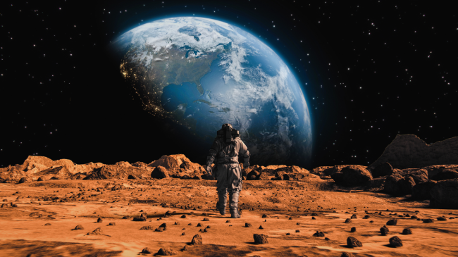 astronaut on mars base on earth