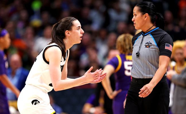 caitlin clark pleads with referee ncaa officiating criticism
