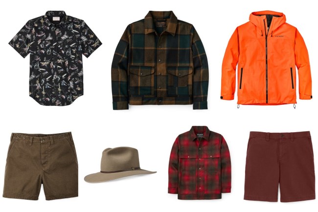 Shirts, shorts, jackets, and hats from the Filson spring 2023 sale