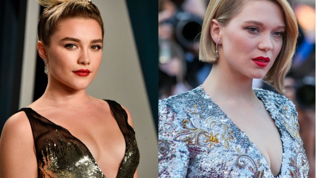 florence pugh and lea seydoux posing on the red carpet