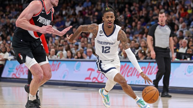 Ja Morant drives to the hoop against the Portland Trail Blazers.