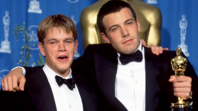 Matt Damon and Ben Affleck after winning an Oscar for "Good Will Hunting"