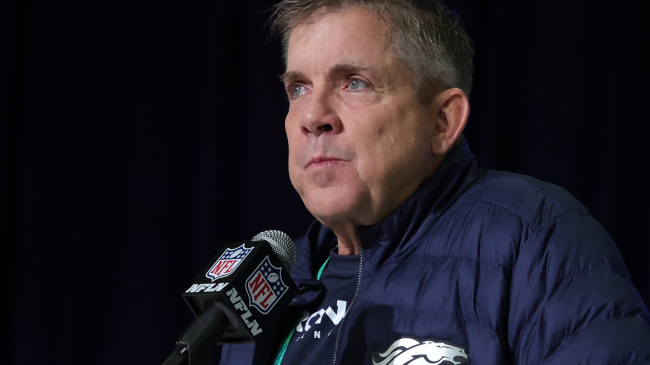Sean Payton speaks at the NFL Combine.