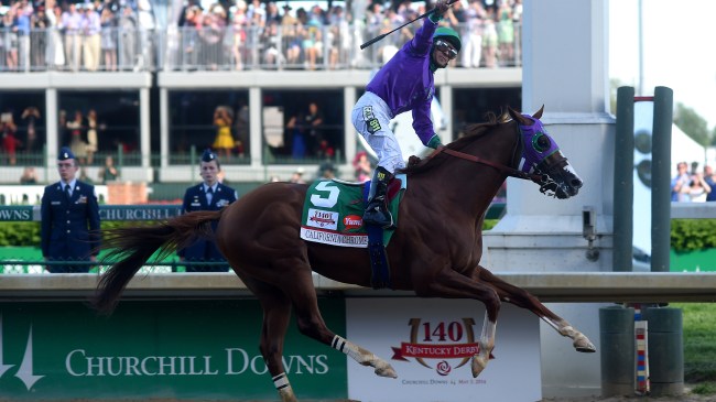 California Chrome winning the Kentucky Derby