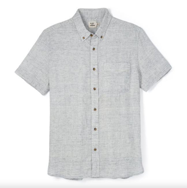 Flint and Tinder Cotton Linen Texture Short Sleeve Shirt