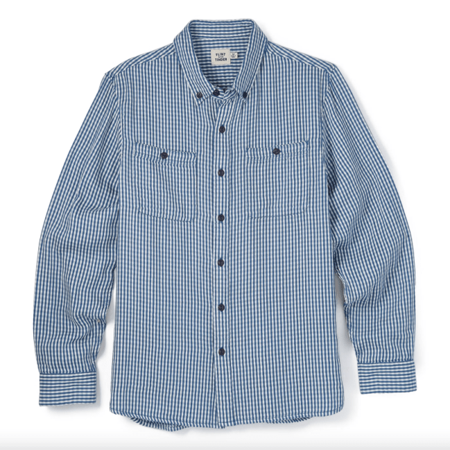 Flint and Tinder Double Gauze Shirt in Blue Check; shop summer shirts at Huckberry