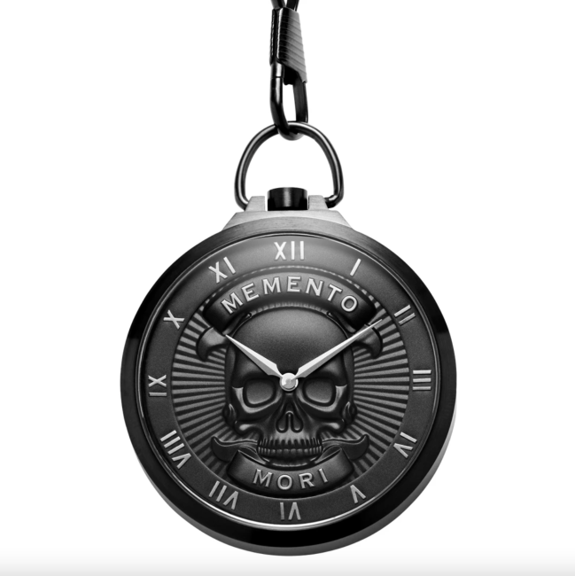 Lucleon Memento Mori Black Stainless Steel Skull Pocket Watch available at Trendhim