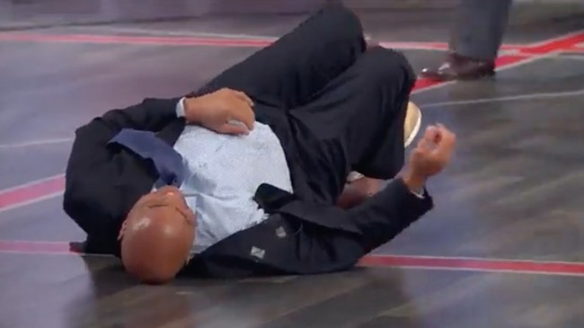 charles barkley on the ground inside the nba