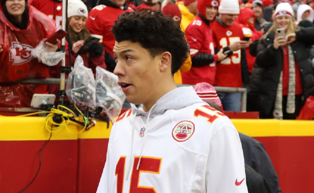 Jackson Mahomes on the field during Chiefs game