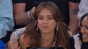 Jessica Alba Goes Viral While Sitting Courtside During Knicks-Heat Playoff Game
