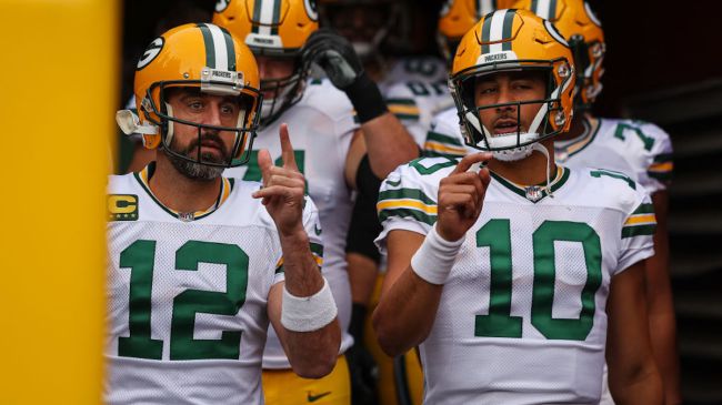jordan love and aaron rodgers playing for the packers