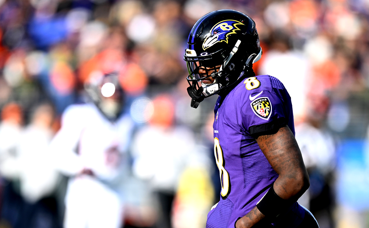 Lamar Jackson at voluntary practice for Ravens after skipping last