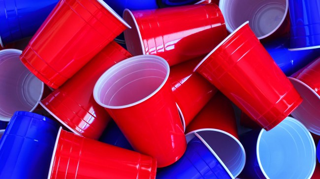 red and blue Solo cups