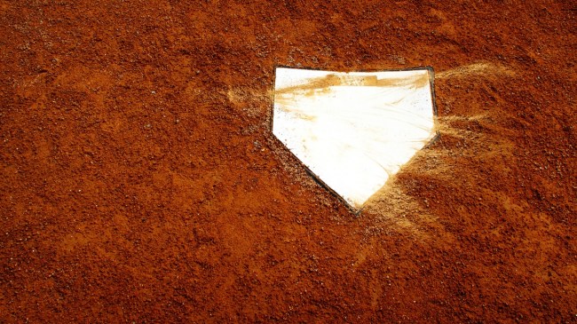 A view of home plate on the baseball field.