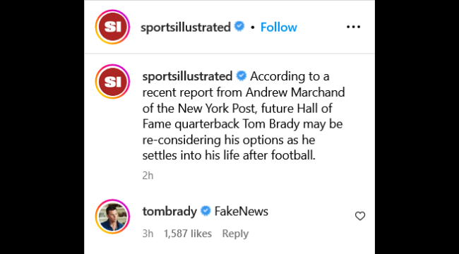 tom brady fake news instagram sports illustrated