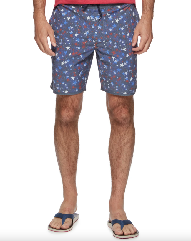 Flag and Anthem Burgess Star Print Swim Short for the 4th of July