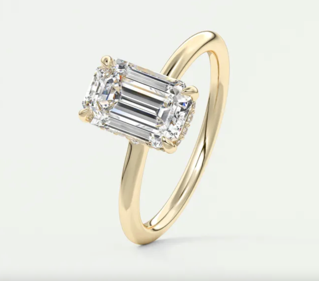 Frank Darling Plunge Hidden Halo Emerald Engagement Ring