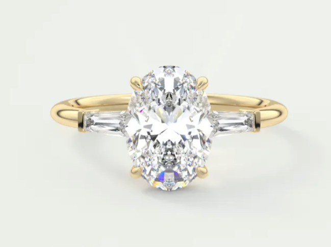 Frank Darling Plunge Three Stone Oval Engagement Ring