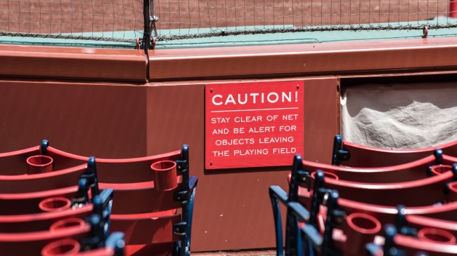 Empty seats at a baseball stadium.
