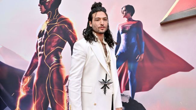 ezra miller at the premiere of the flash