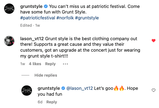 Grunt Style Instagram comments