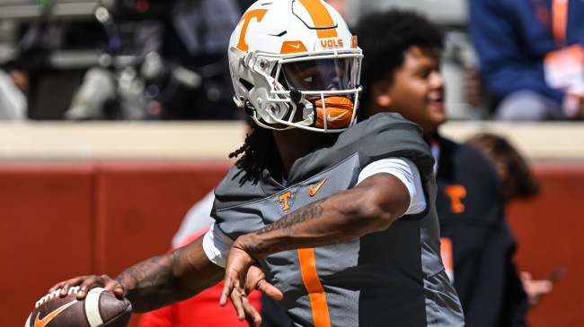 Tennessee QB Joe Milton warms up at the Vols' spring game.