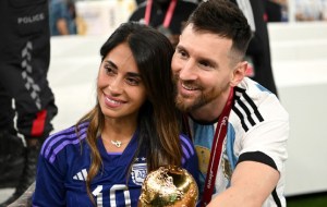 Lionel Messi and his wife