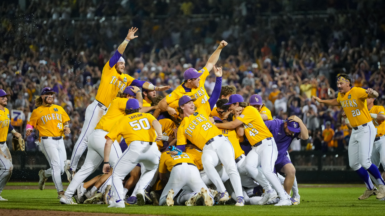 Paul Skenes Carries Catcher Onto Field For LSU Baseball Dogpile