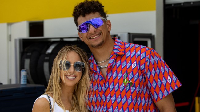 Patrick Mahomes with his wife.