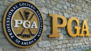 A PGA logo on the wall.