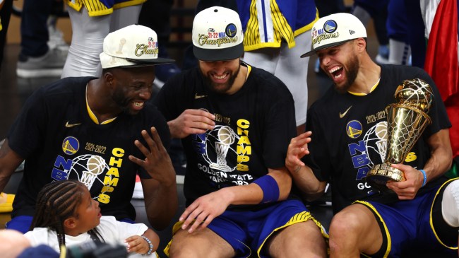 Draymond Green celebrating with the Warriors
