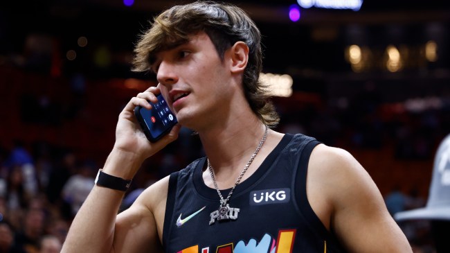 Influencer Bryce Hall attends a game between the Miami Heat and Cleveland Cavaliers.