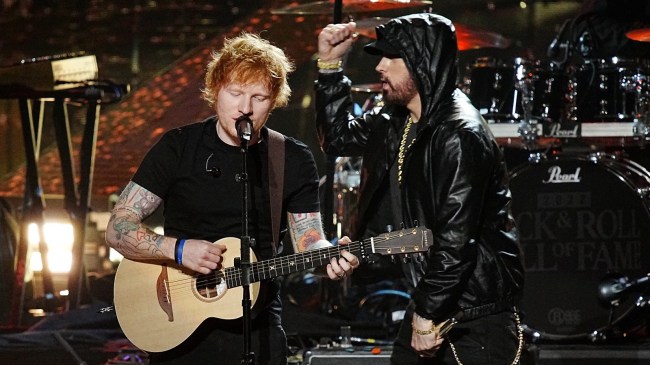 Ed Sheeran and Eminem perform at the Rock and Roll Hall of Fame