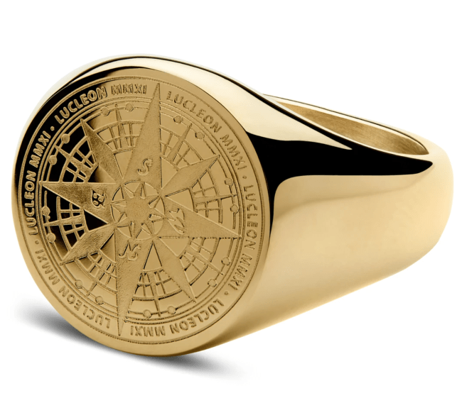 Trendhim Lucleon Gold-Tone Compass Signet Ring