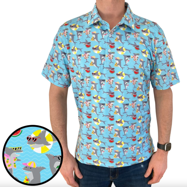 Tropical Bros Shark Party Everyday Polo; shop End of Summer Sale