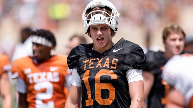 Arch Manning on the field for Texas's spring game.