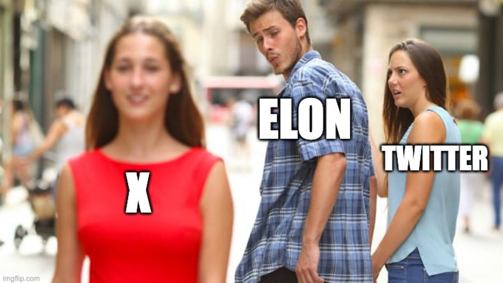 meme showing Elon Musk changing Twitter to X