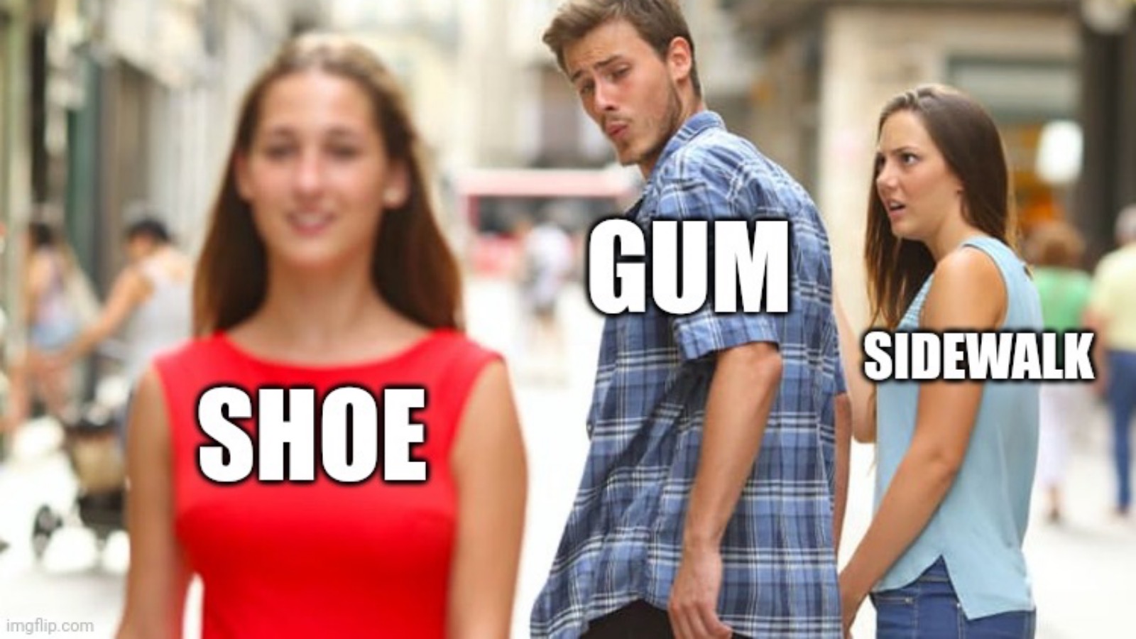 funny trending meme about stepping on gum