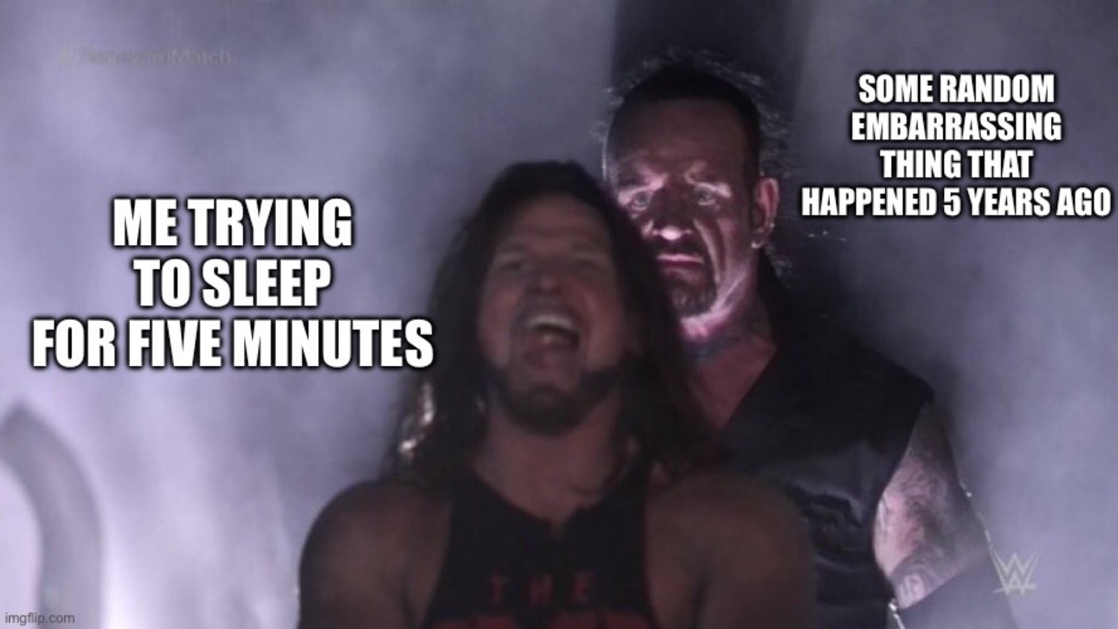 funny meme about The Undertaker and AJ Styles