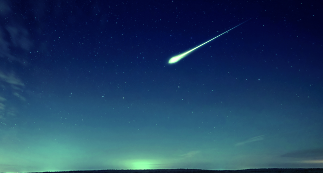 green fireball in sky meteor ufo
